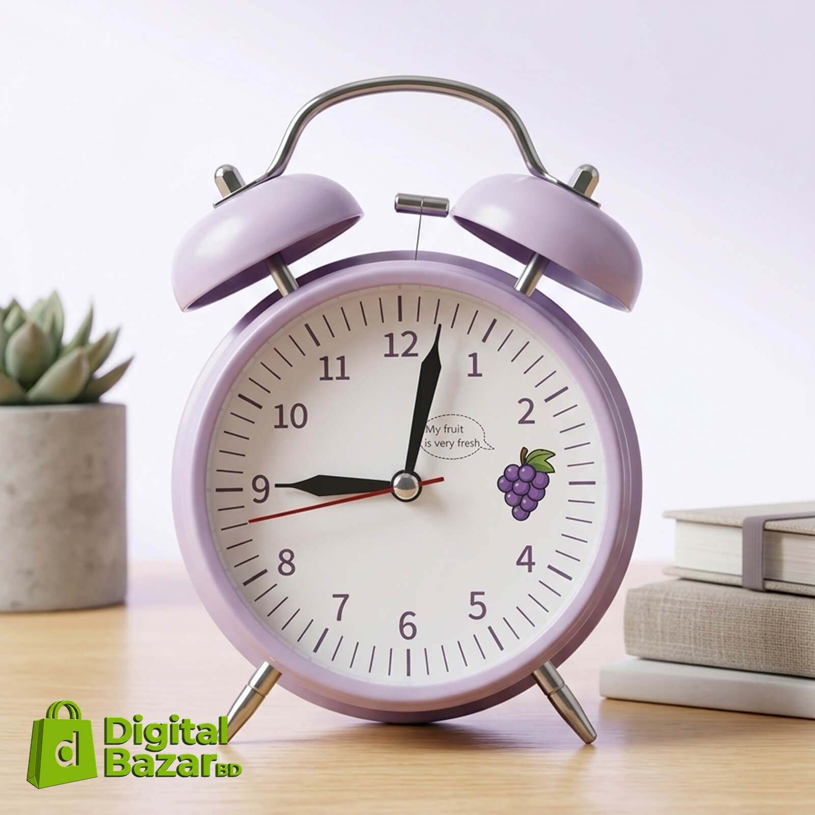 Digital Bazar BD Lavender Dream Twin Bell Alarm Clock - Fresh Vibes Edition Purple Color (3) Lavender Dream Twin Bell Alarm Clock - Fresh Vibes Edition Purple Color - Image 1