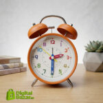Premium Twin Bell Metal Alarm Clock - Orange - Image 4