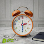 Premium Twin Bell Metal Alarm Clock - Orange - Image 3