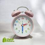 Twin Bell Alarm Clock - Pink and White Colours - Image 3