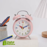 Twin Bell Alarm Clock - Pink and White Colours - Image 4