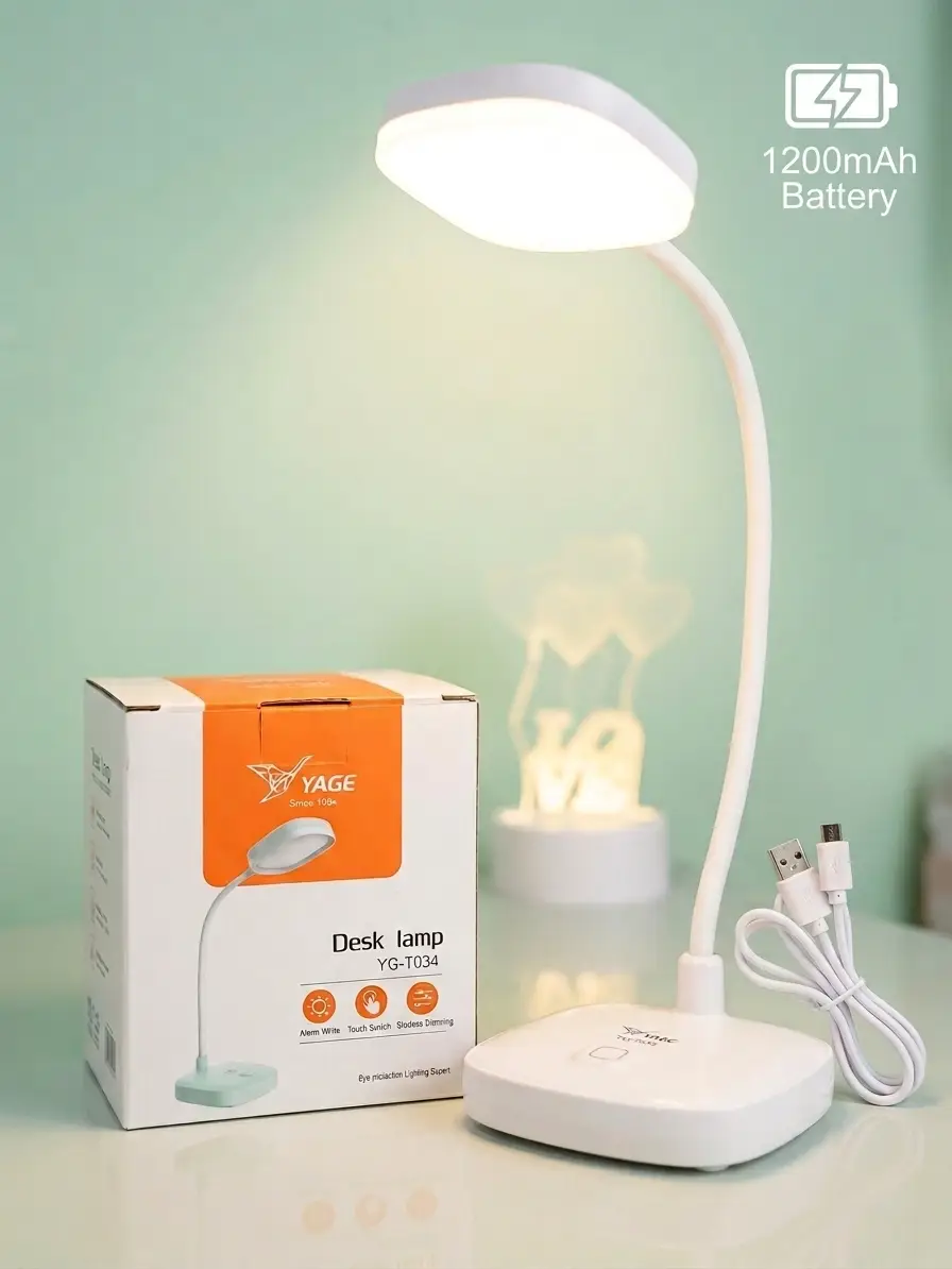 YAGE YG-T034 Portable LED Rechargeable Desk Lamp – Eye-Protection Touch Control Reading Light 4 YAGE YG-T034 Portable Rechargeable Desk Lamp - Image 1